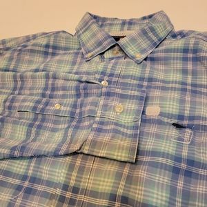 Vineyard Vines Shirt Men Large Blue Plaid‎ Nylon Harbor Vented Long Sleeve
